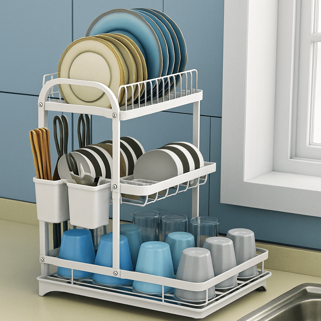 Space-Saving Over-the-Sink Kitchen Dish Rack Organizer
